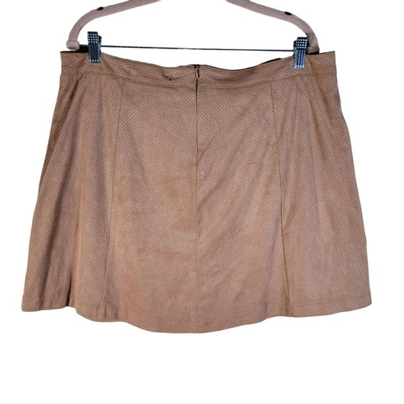 American Rag Faux Suede Button Front Mini Skirt Brown Women Plus Sz 1X NWT - Picture 2 of 9